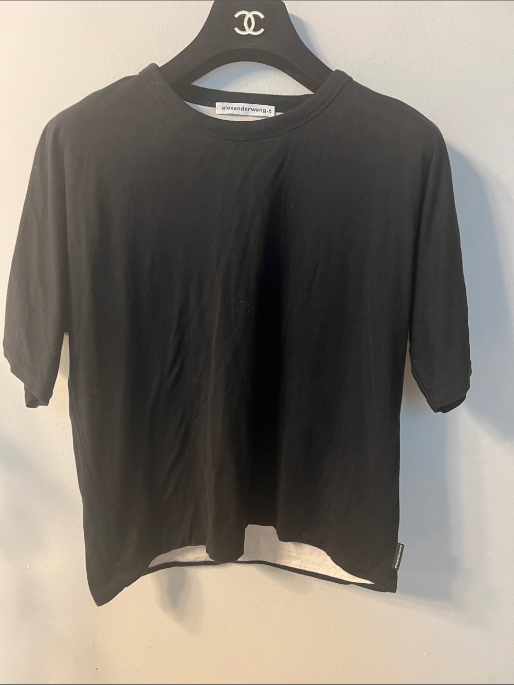 Alexander Wang Black Crewneck with Cream Neck Facing